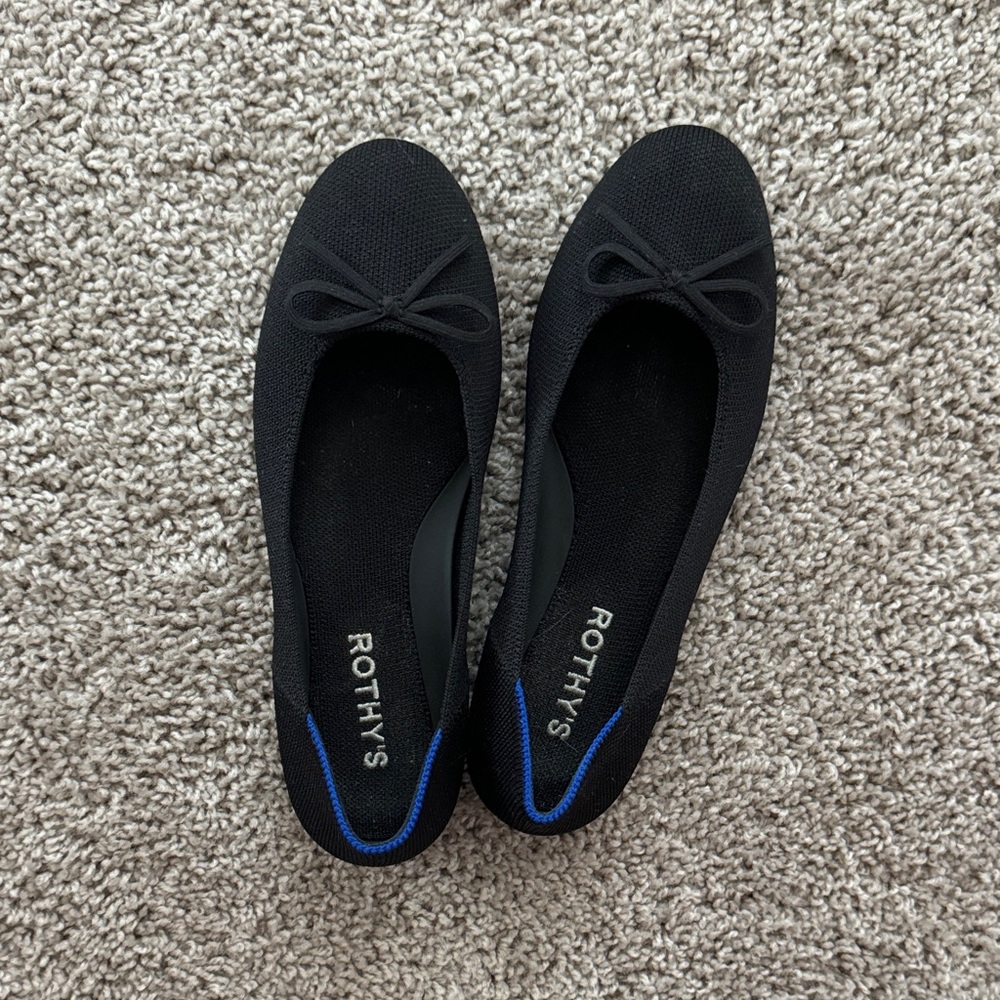 Rothy's Black Knit Ballet Flats with Bow